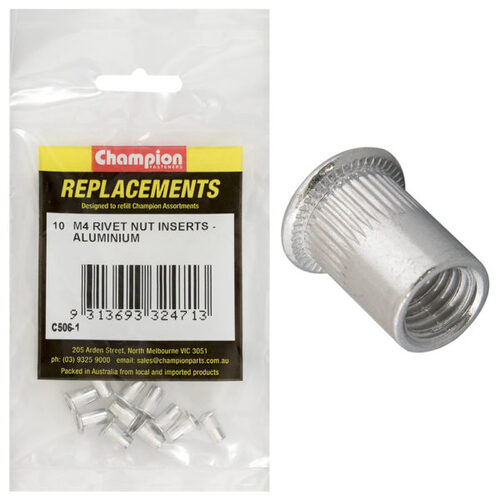 Champion C506-1 Rivet Nut Insert Aluminium M4 x 0.7mm - 10/Pack