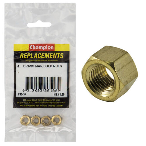 Champion C95-10 Manifold Nut Brass M8 x 1.25mm - 4/Pack