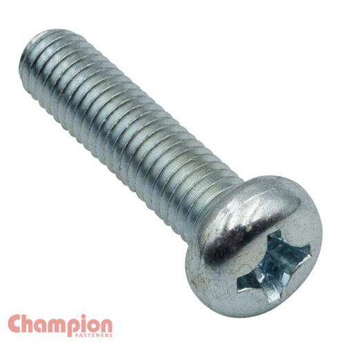 Champion CMS12 Machine Screw Pan Phillips M4 x 80mm Zinc Plated - 100/Pack