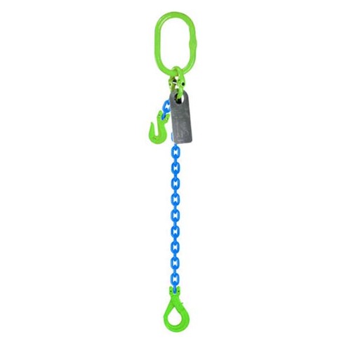 Grade 100 Chain Sling 6mm x 6m 1 Leg W/ Clevis Grab Shortner & Self Locking Hook