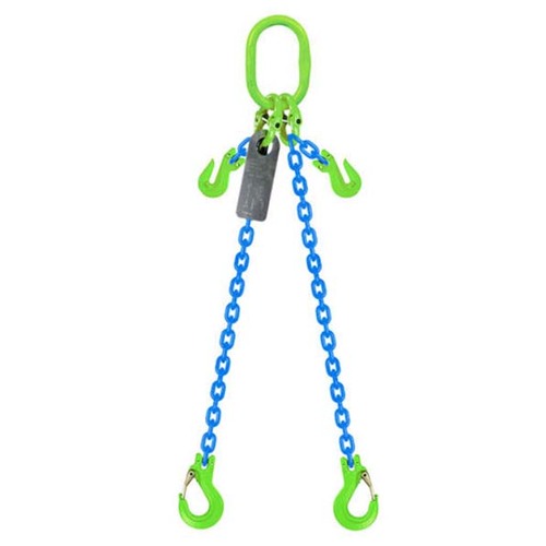 Grade 100 Chain Sling 6mm x 1m 2 Leg W/ Clevis Grab Shortner & Sling Hook