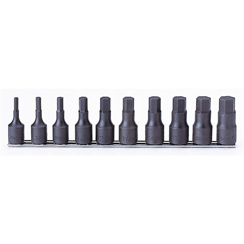 Ko-Ken 1/2"Drive Inhex (4 - 19mm x 60mm) On Rail Socket Set, 10 Pieces