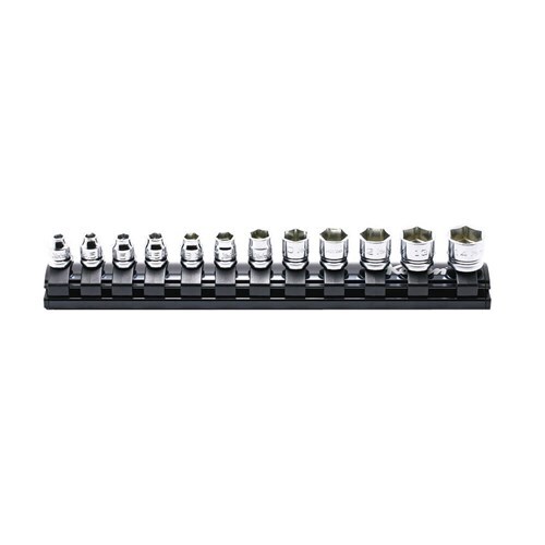 Ko-Ken 1/4" Drive 6 Point (4 - 14mm) Z Series Rail Socket Set, 12 Pieces