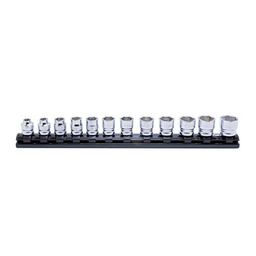 Ko-Ken 3/8" Drive 6 Point (7 - 19mm) Z Series Rail Socket Set, 12 Pieces
