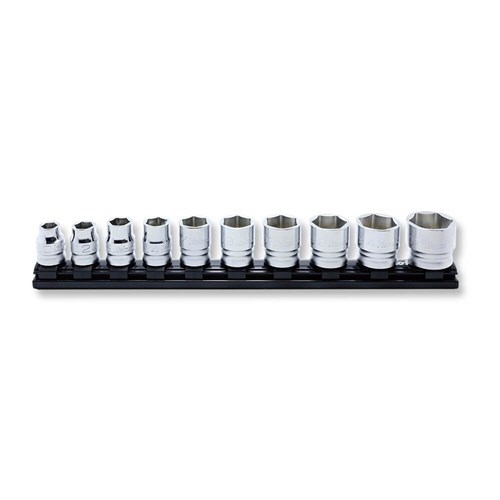 Ko-Ken 1/2" Drive 6 Point (10 - 27mm) Z Series Rail Socket Set, 10 Pieces