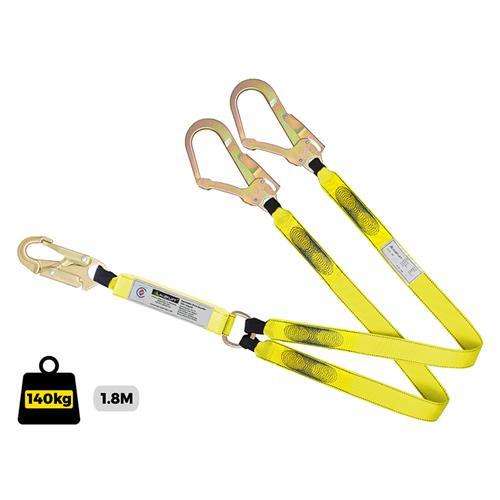 Austlift Double Webbing Lanyard 1.8m W/ Double Action Snap & Scaffold Hook