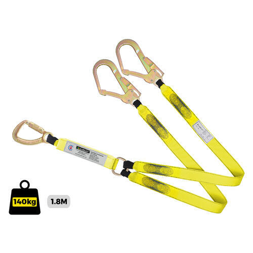 Austlift Double Webbing Lanyard W/ Triple Action Hook & Steel Scaffold Hook
