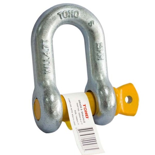 Toho Yellow Screw Pin Dee Shackle Galvanised Grade S 6mm 0.5Tonne