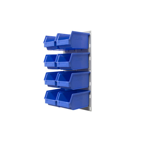 Ezylok LP1 Louvred Panel & 8 Pieces Size 4 Plastic Bin - Blue Colour