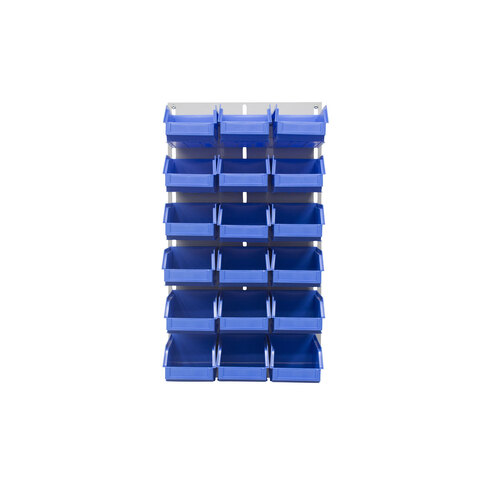 Ezylok LP1 Louvred Panel & 18 Pieces Size 6 Plastic Bin - Blue Colour