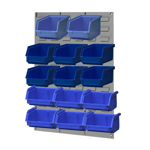 Ezylok LP1 Louvred Panel & Size 4 (2pc), 5 (6pc) & 6 (6pc) Plastic Bin - Blue