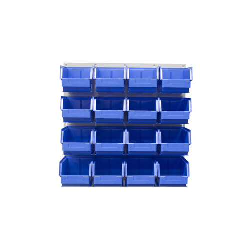 Ezylok LP3 Louvred Panel & 16 Pieces Size 4 Plastic Bin - Blue Colour