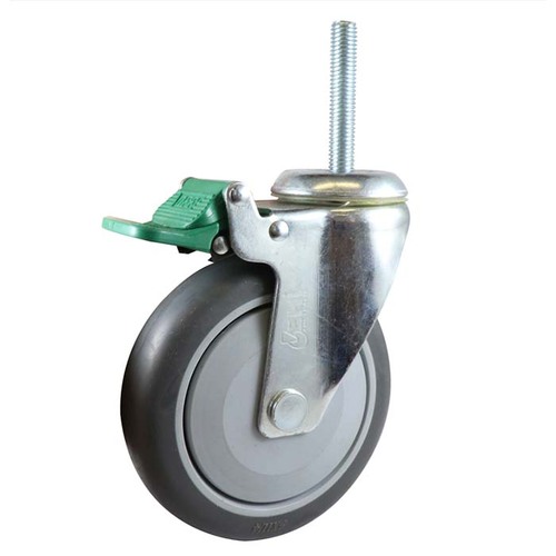 EasyRoll 125mm Grey Rubber Swivel Brake Bolt Hole Directional Lock Castor G6