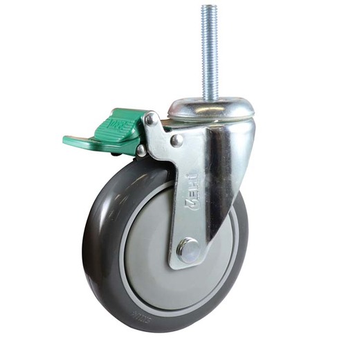 Easyroll 125mm Grey Urethane Swivel Brake Bolt Hole Directional Lock Castor G6