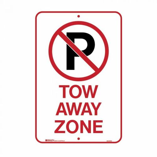 Brady No Parking Picto Tow Away Zone 300 x 450mm C2 Ref Aluminium