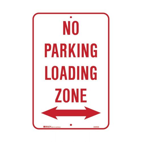 Brady No Parking Loading Zone Arrow Both Ways 300 x 450mm C2 Ref Aluminium