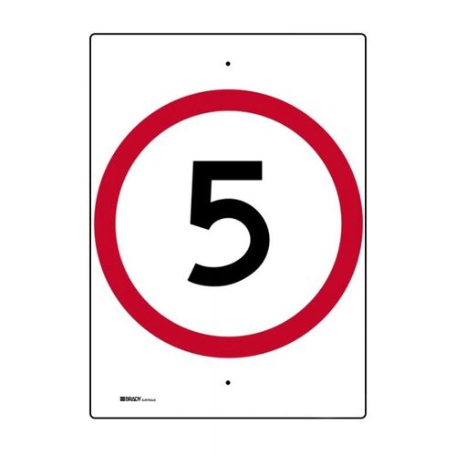 Brady Speed Limit Sign - "5" 450 x 600mm Metal