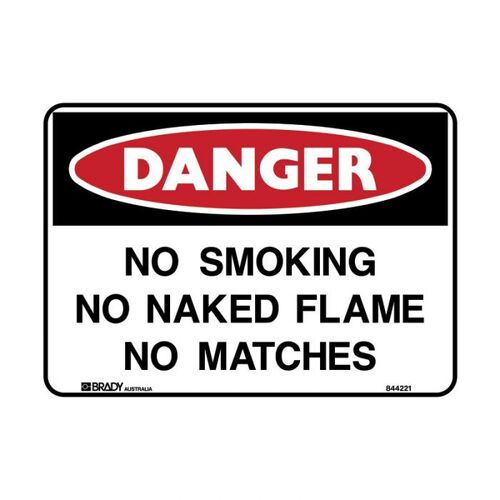 Brady Glo Danger Sign No Smoking 250 x 180mm Metal