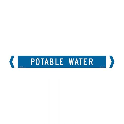 Brady Pipe Marker Potable Water White/Mid Blue >75mm O.D. - 10/Pack
