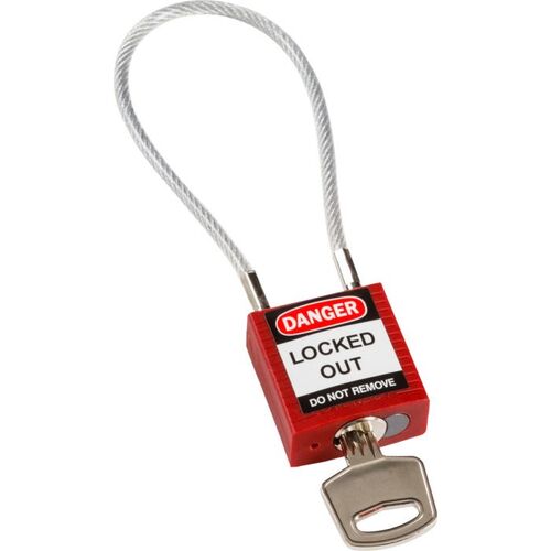Brady Compact Cable Padlock 20cm Red