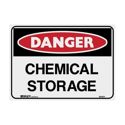 Brady Danger Sign - Chemical Storage 600 x 450mm Metal (Colorbond Steel)