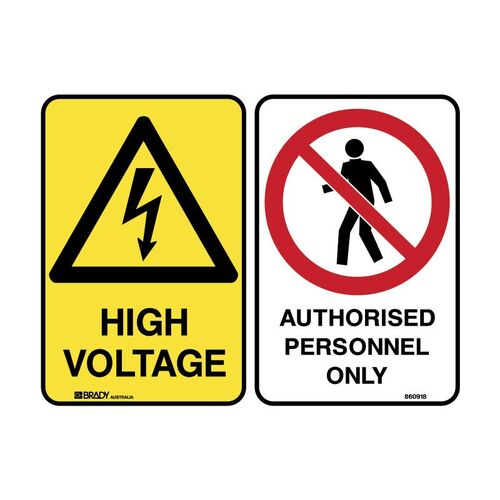 Brady High Voltage/Authorised Personnel 450 x 300mm Polypropylene