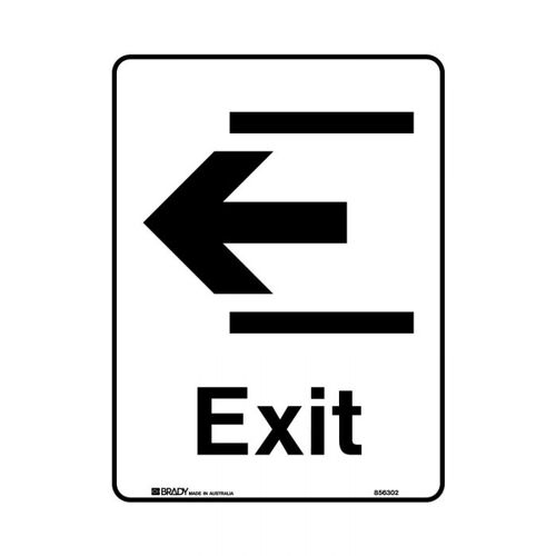Brady Public Area Sign - Exit Left 300 x 450mm Metal