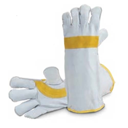 Goat Split Leather Welding Gloves Fleece Lined Denim Cuff 40cm (Pair)