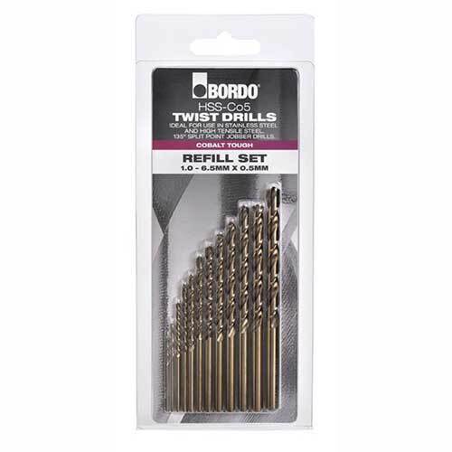 Bordo HSS-Co5 Cobalt Tough Jobber Drill Refill Set DIN388, 12 Pieces