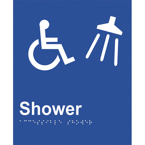 Brady Braille Sign - Shower 220 x 180mm ABS Plastic