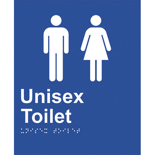 Brady Braille Sign - Unisex Toilet LH 220 x 180mm ABS Plastic