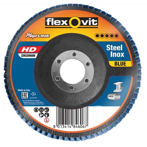Flexovit Flap Disc Mega-Line Blue HD R860 115 x 22mm 40 Grit