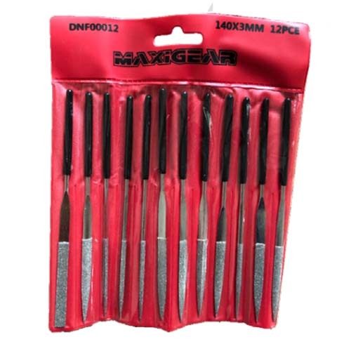 Maxigear DNF00012 140 x 3mm Diamond Needle Files Set , 12 Pieces