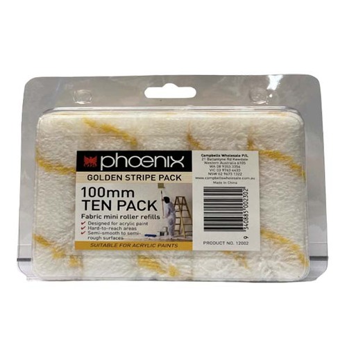 Phoenix Gold Stripe Mini Fabric Roller Cover 100mm - 10/Pack