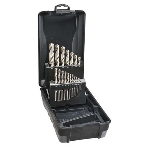 Saber 8002-M5 Bright HSS Jobber Drill Set - ABS Plastic, 19 Pieces