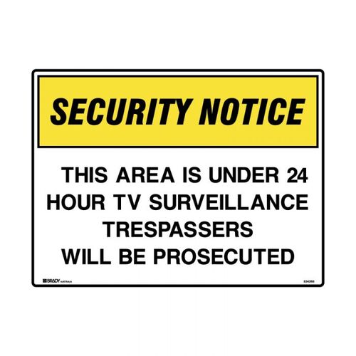 Brady This Area Is Under 24 Hour TV Surveillance.. 600 x 450mm Polypropylene