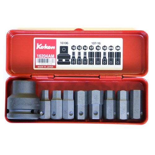 Ko-Ken 3/4"Drive Impact Bit Holder & Bit Set, 9pieces KO16204AM