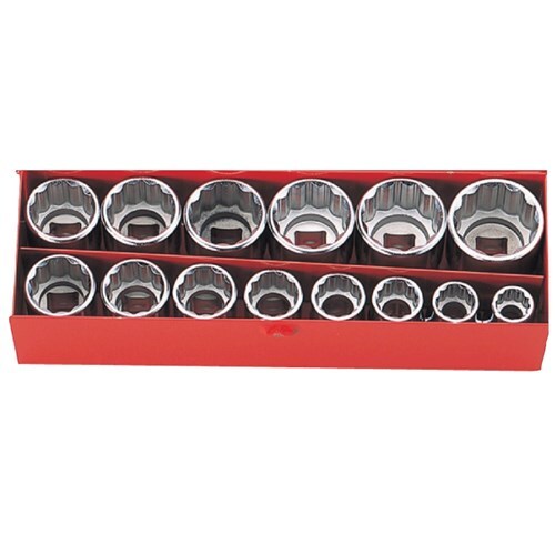 Ko-Ken Socket Set 3/8" Drive (12Point) 1/4 - 7/8" AF, 14 Pieces - KO3217A