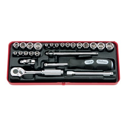 Ko-Ken Socket Set 1/4" Drive AF/Metric, 6 Point - 25 Pieces - KO2201AM