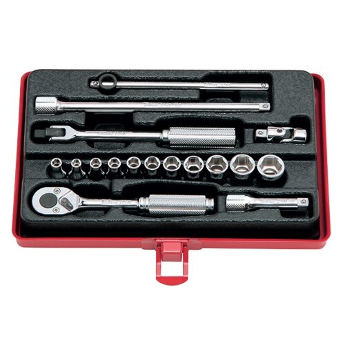 Ko-Ken Socket Set 1/4" Drive 4-12mm, 6 Point - 17 Pieces - KO2261M