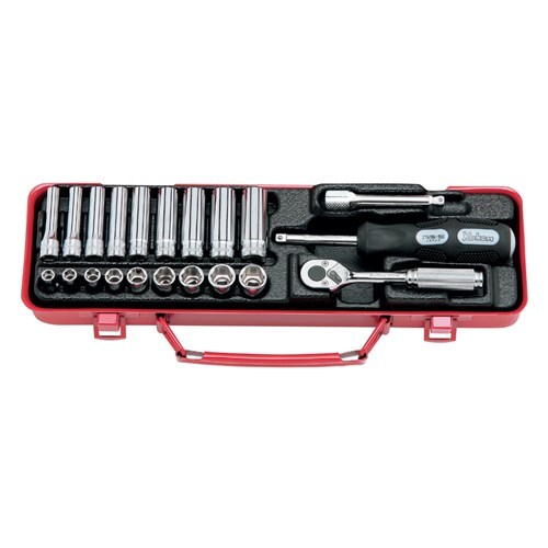 Ko-Ken Standard and Deep Socket Set 1/4" Drive, 6 Point - 21 Piecces