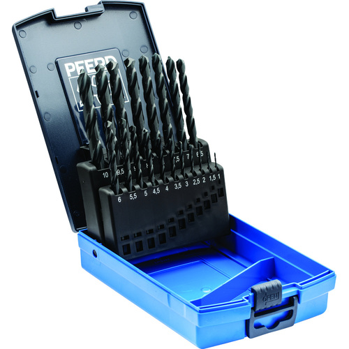 Pferd Drill Bit Set HSSG N Steel 1 - 10mm, 19 Pieces - 25203701