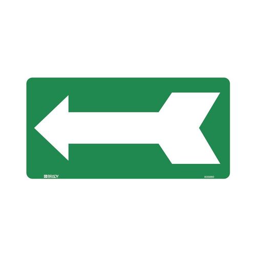 Brady Directional Sign - Arrow Left Green 180 x 350mm Polypropylene