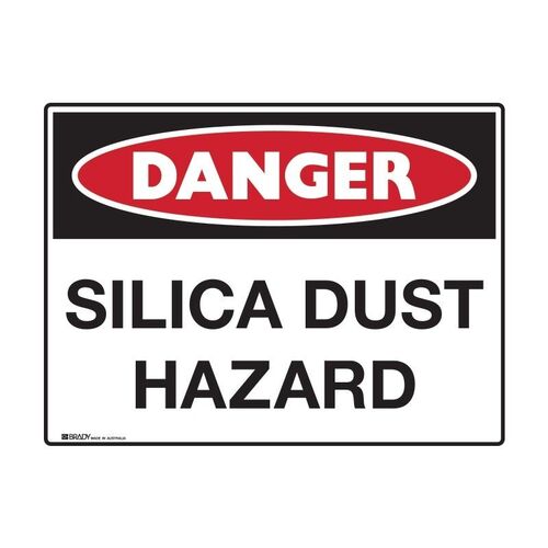 Danger Sign - Silica Dust Hazard  450 x 300mm Polypropylene