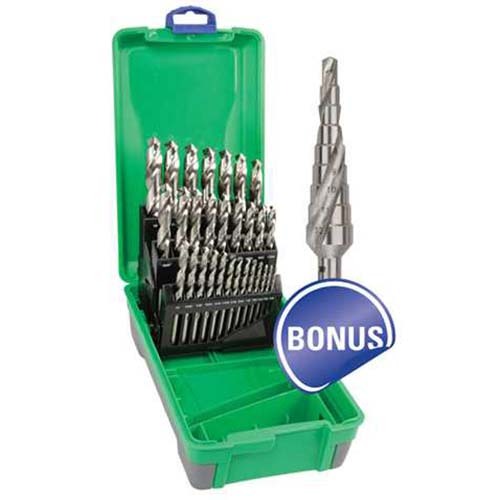 Bordo 2006-F3-SDM1  Jobber Drill Set Bright HSS 1/16 - 1/2", 29 pcs  With Bonus Step Drill