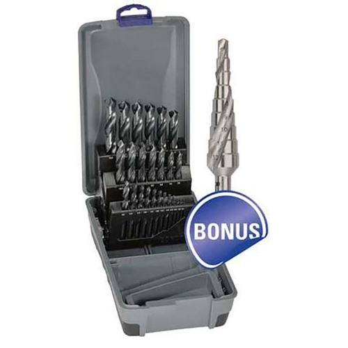 Bordo 2003-M3-SDM1  Jobber Drill Set Black HSS 1 - 13mm, 25pcs With Bonus Step Drill