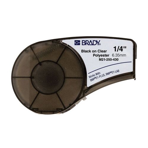Brady M21-250-430 B-430 Clear Polyester Label Black on Clear 6.35mm x 6.4m