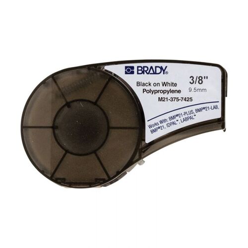 Brady M21-375-7425 B-7425 Polypropylene Laboratory Label Black on White 9.53mm x 6.4m