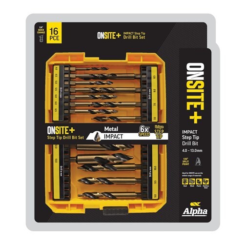 Alpha SM16ST ONSITE Plus Impact Step Tip Drill Set, 16piece