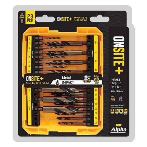 Alpha SM23ST ONSITE Plus Impact Step Tip Drill Set, 23piece